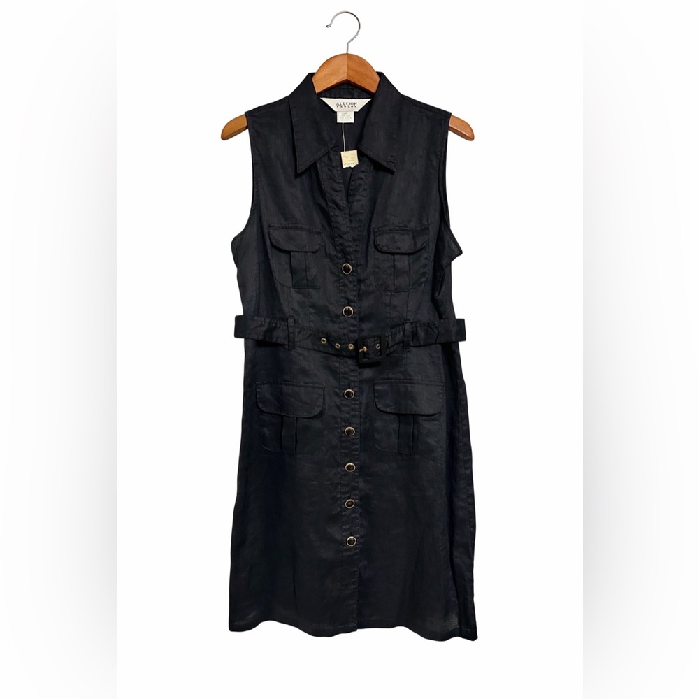NWT Allison Taylor 100% Linen Shirt Dress
Black Utility Safari Belted Size 10 M